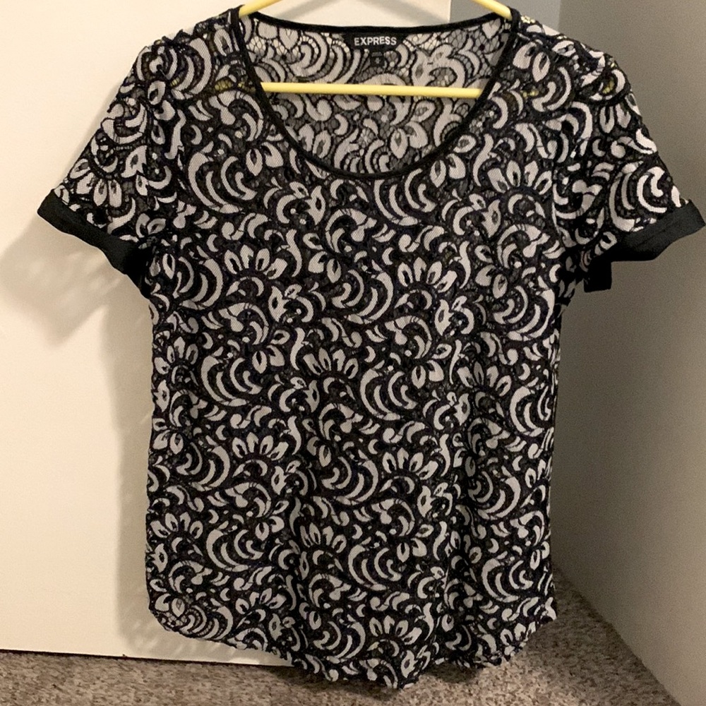 Express semi-sheer overlay top Size M